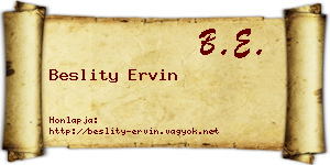 Beslity Ervin névjegykártya