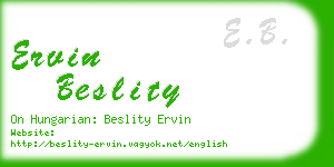 ervin beslity business card